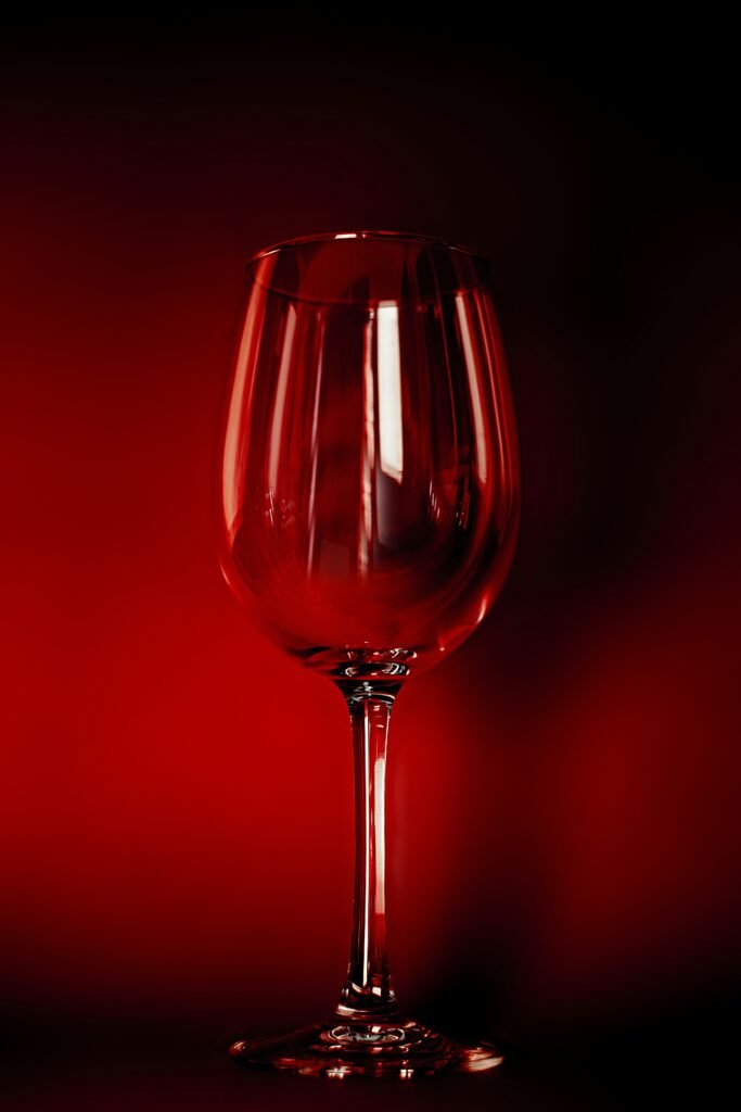 red wine in clear wine glass